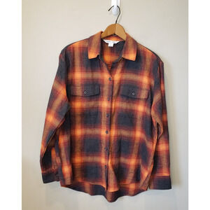 Old Navy Womens Boyfriend Swift Evermore Plaid Flannel Shirt Size Small